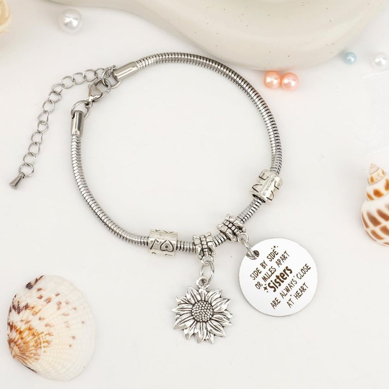 EGHTvmok Sister Birthday Gifts Christmas Mothers Day Sisters Graduation Valentines Bracelet Sunflower,Butterfly,Elephant - Image 4